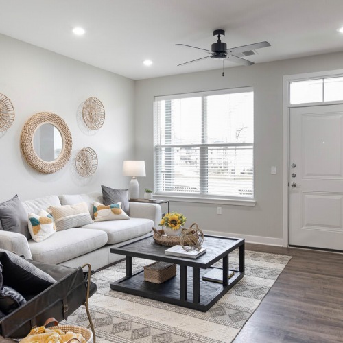 Model Living Room bright, furnished living room